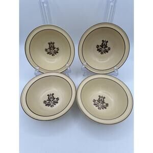 4 Pfaltzgraff Pottery Cereal Bowls Village Pattern 6" Pottery Breakfast Bowl